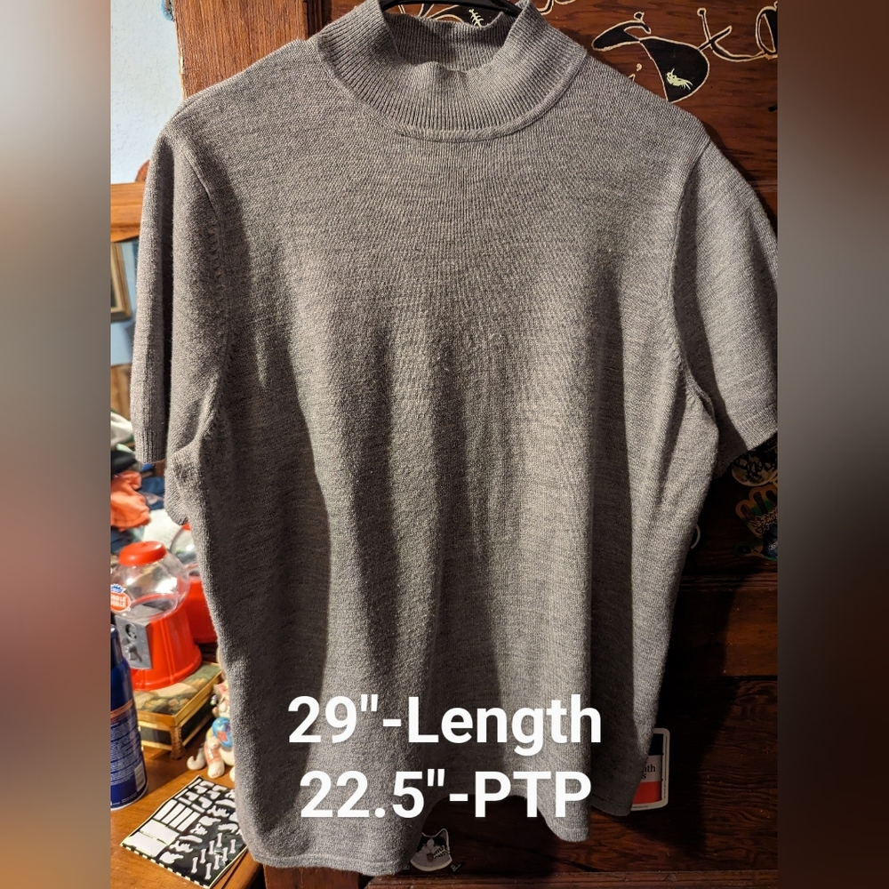 JM Collection Sweater, 1X, Soft, Stretchy, Gray